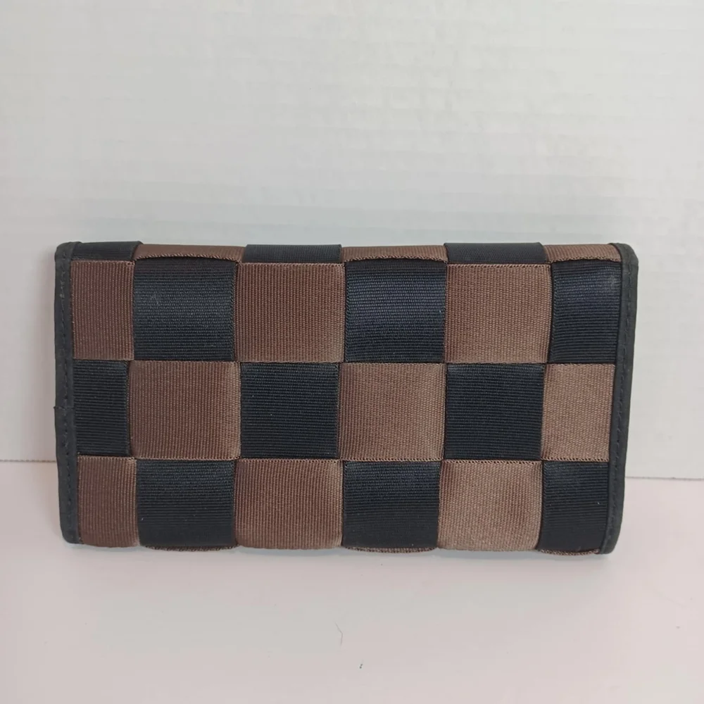 Seatbelt Style Wallet With Change Pouch &‎ Cardholder Black/Brown Women Clutch